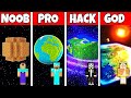 Minecraft battle noob vs pro vs hacker vs god inside planet house base build challenge in minecraft