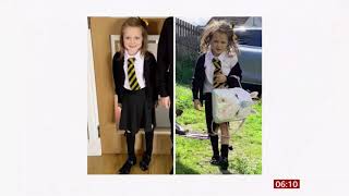 Lucie's first day at school goes viral (fun story) (Scotland) - BBC News - 24th August 2019
