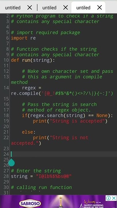 Python program to check if a string # contains any special character ...