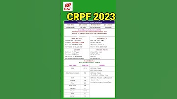 CRPF New Vacancy 2023 || CRPF TradesmaN VacancY 2023 #shorts #viral #trending