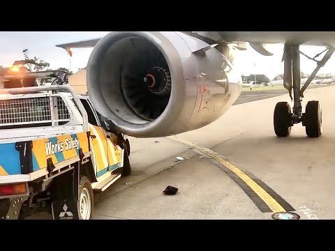 Car Hits Plane Engine