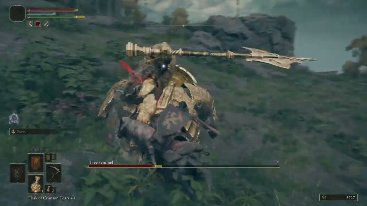 ELDEN RING - Tree Sentinel - Keep sprinting ahead - Let him slash - Score a hit - Repeat - Easy Kill