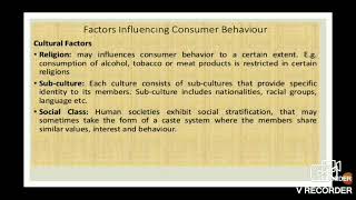 Factors affecting consumer behaviour