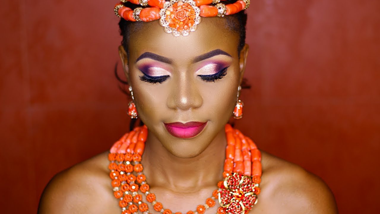nigerian bridal makeup tutorial - traditional ft. a half cut crease and  ombre lips