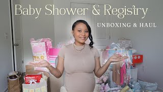 Baby Shower Gifts \& Baby Registry Unboxing + Haul | *HUGE HAUL*