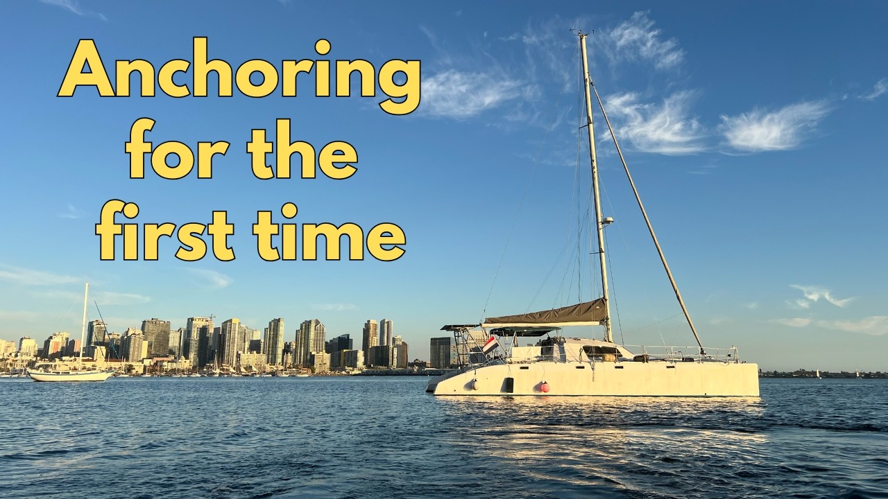 ⁣Getting the boat ready to anchor for the first time.