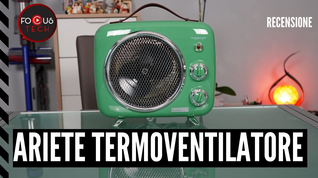 Ariete 8211 Termoventilatore Vintage 2000W Celeste - Riscaldamento Rapido Da Tavolo, 2 Velocità