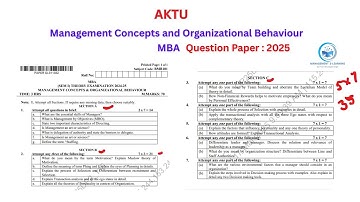 Management Concepts & Organizational Behavior | AKTU MBA 1st Sem Question Paper 2025 | Full Solution