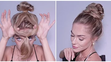 VIRAL TIKTOK MESSY BUN HACK - HAIR TUTORIAL FOR LONG, MEDIUM HAIR LENGTH