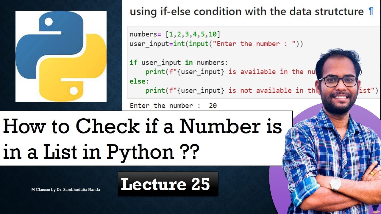 Lecture 25 || How to Check if a Number is in a List in Python ...
