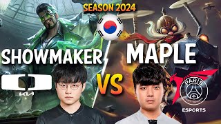 DK ShowMaker vs PSG Maple - ShowMaker DRAVEN vs Maple CORKI Mid - Patch 14.10 KR Ranked MASTER