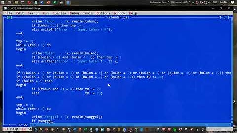 Membuat program pascal. Menentukan hari menggunakan tanggal, bulan, dan tahun