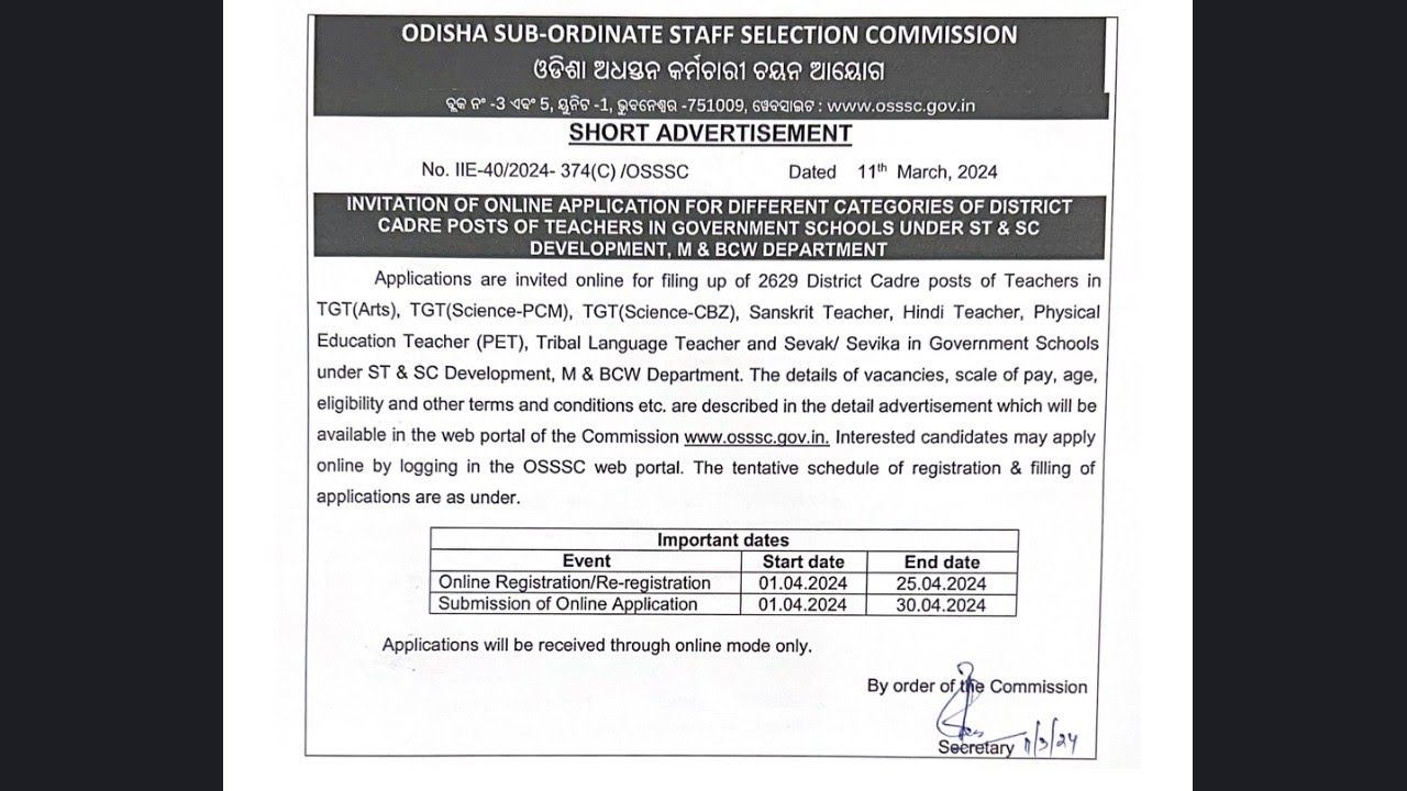 osssc-techer-tgt-arts-pcm-cbz-sanskrit-teacher-hindi-teacher-vacancy