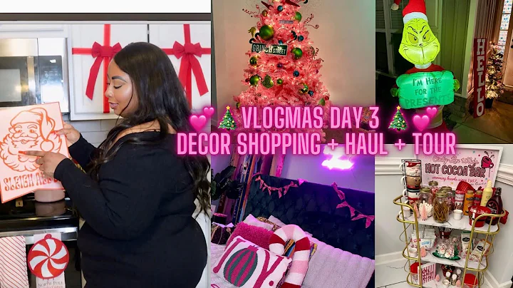 VLOGMAS DAY 3 🎄 Christmas Decor Shopping + Haul, Decorating, & Reveal| Grinch + Candy Cane Theme