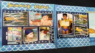 Double page Scrapbook process video #67 swimming lesson