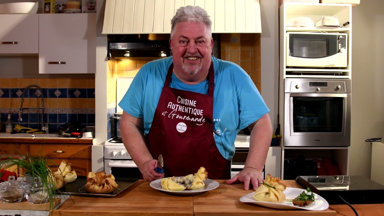 Aumonière, poulet et champignons