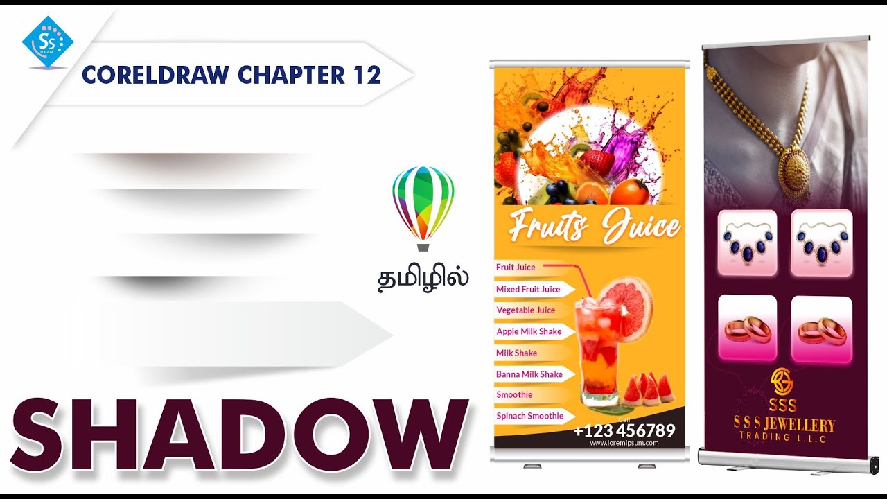 SHADOW EFFECT IN CORELDRAW TUTORIAL TAMIL | CHAPTER 12 - PART 1 - YouTube