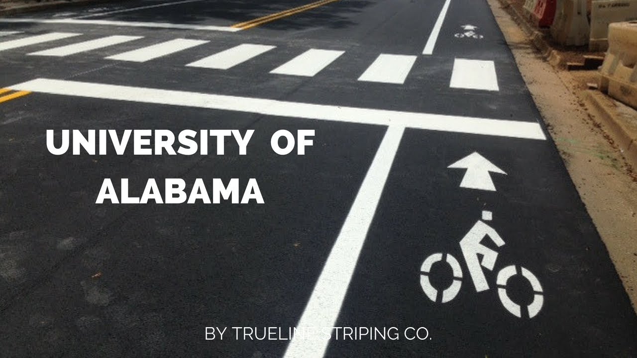 Trueline Striping Co University of Alabama Stop Bar, Crosswalk, Bike