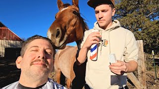 💈BEST ASMR HAIRCUT VIDEO 2023 🏆w/Barber Jerry & HORSE on Kansas Farm (You WILL WATCH Again!) 🇺🇸