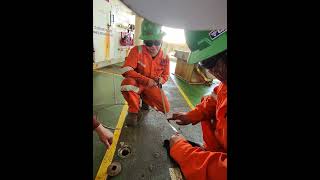 Roustabout Sounding All Tanks Prior To Rig Move