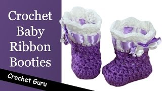How to Crochet Baby Booties - Baby Ribbon Booties Pattern