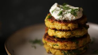 Zucchini Fritters with Yogurt Dill Sauce