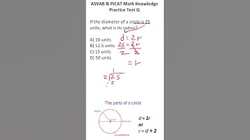 ASVAB/PiCAT Math Knowledge Practice Test Question: Diameter & Radius #acetheasvab with #grammarhero