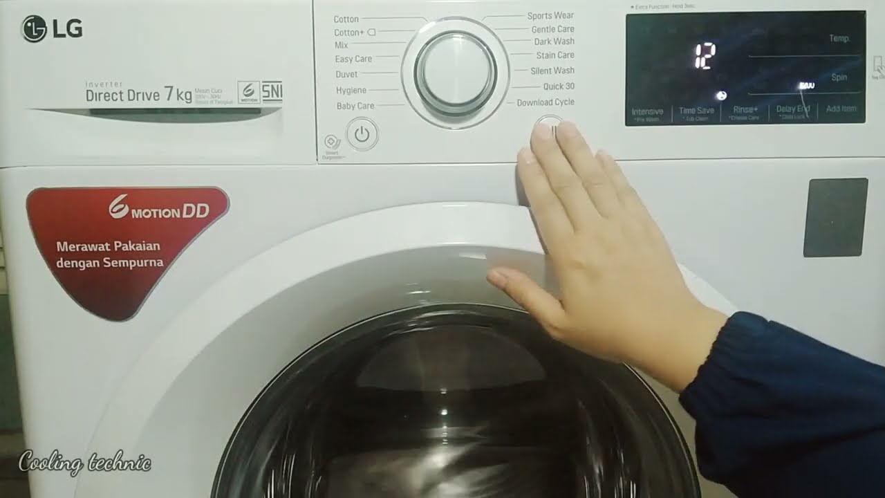 Cara spin mesin cuci LG front loading dan lama waktu setiap program pencucian 
