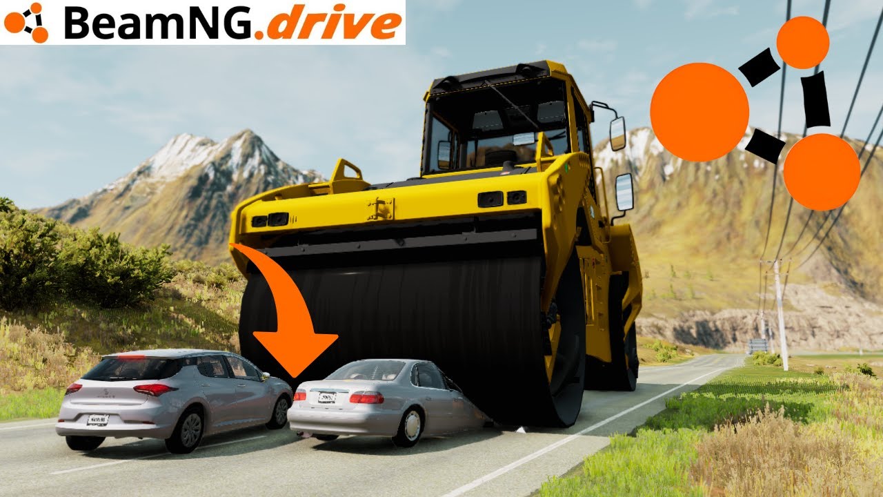 Giant Road Roller Crushing Cars #2 - BeamNG Drive | Onur Drive - YouTube