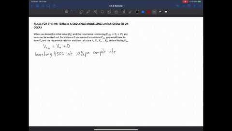 Ex 8D An Introduction to finding the nth term of a linear growth or decay model