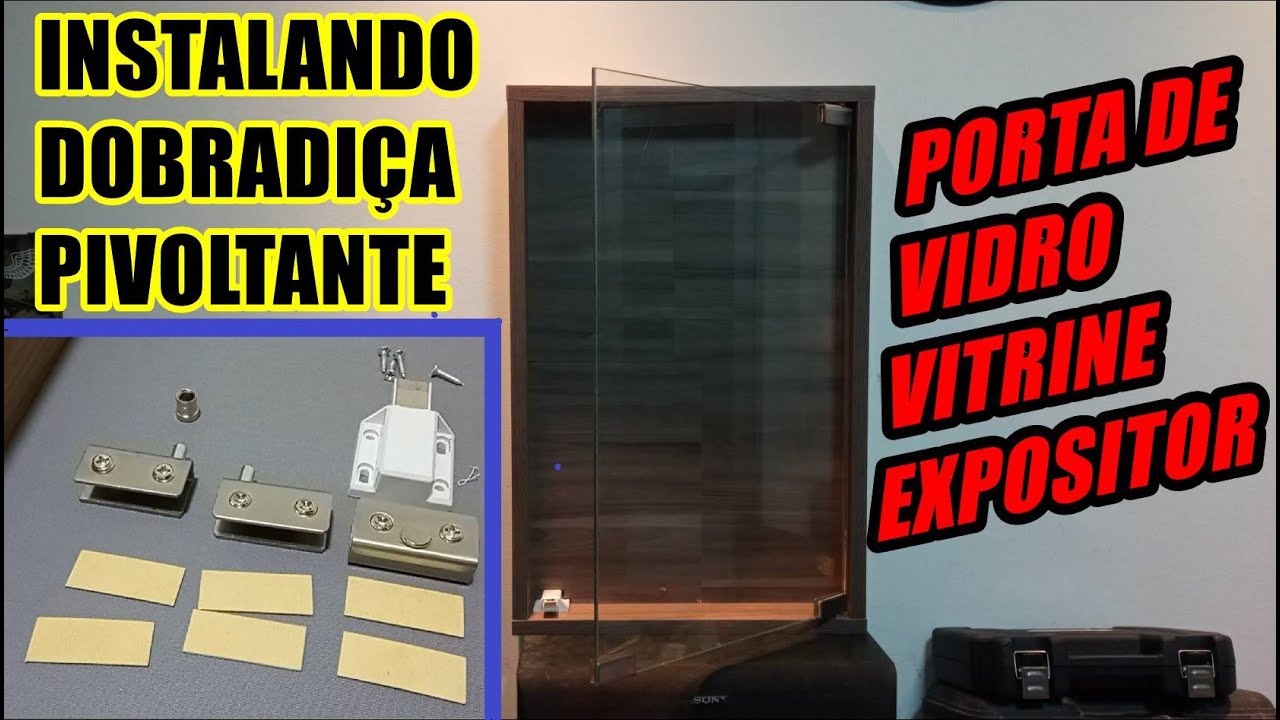Como instalar Dobradiça de Vitrine Expositor Rack porta de vidro com Fecho  Magnético - YouTube