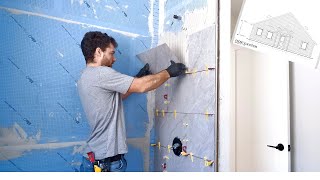 how to install 12'x24' shower  tile  Ep #44  Off Grid Cottage Build