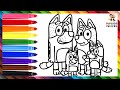 Dibuja y Colorea A Bluey Y Su Familia 🐶🐕💙🧡 Dibujos Para Niños