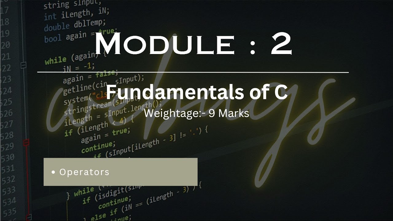 2.5 Operators in C | Fundamental of C - YouTube