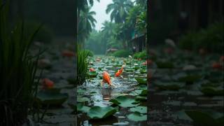 বৃষ্টির স্রোতে পুকুরের মাছ ভেসে যাচ্ছে 🌧 | Pond Fish Floating Away in Rain Stream