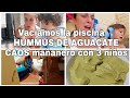 Vaciamos la piscina💦/HUMMUS DE AGUACATE/Caos mañanero con 3 niños