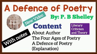 A Defence Poetry, by P.B Shelley.Explanation with notes (Literary Criticism and Theory).