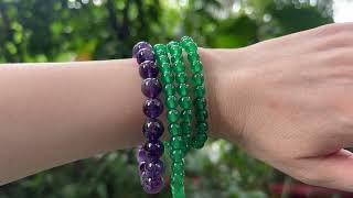 Green Agate Dark Amethyst Fortune Turning Classic Refined Wrist Accessory Set
