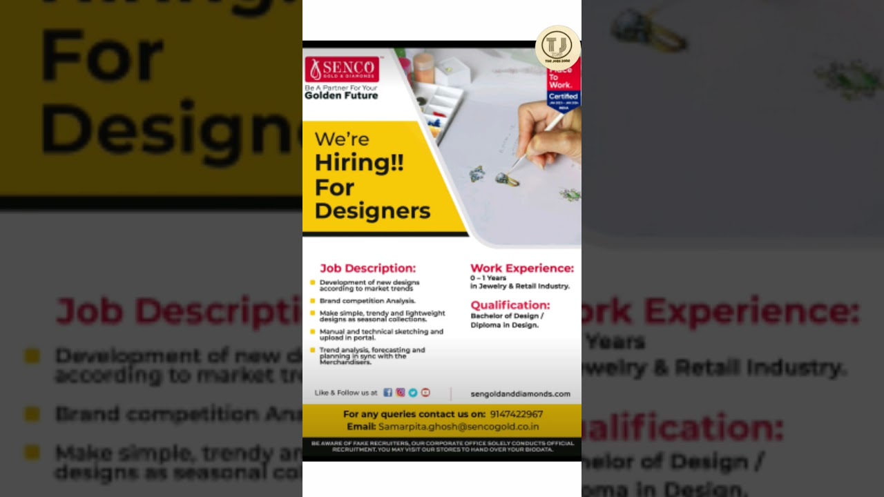 Senco Gold Recruitment 2023 | Senco Gold Job Vacancy in Kolkata | Job in Kolkata | Job Vacancy 2023