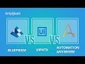 Blue Prism vs UIPath vs Automation Anywhere  RPA Tools Comparison  RPA Training  Simplilearn