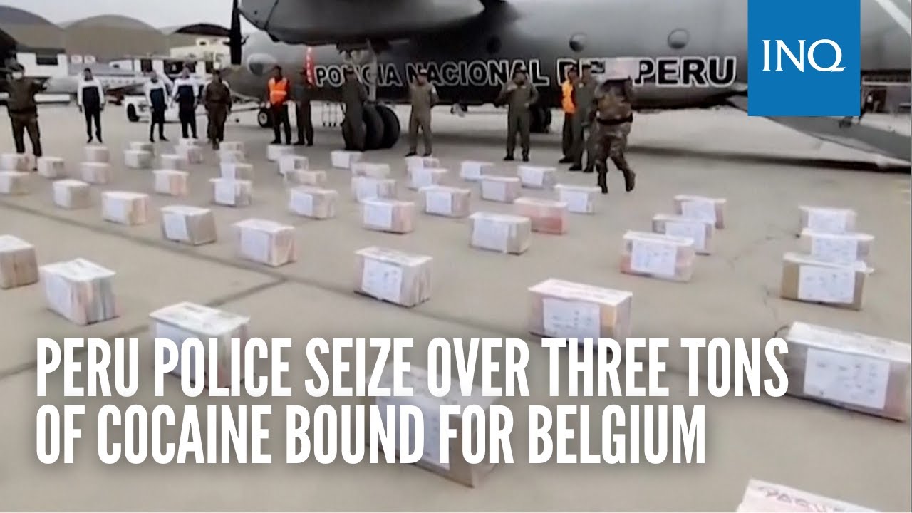 Peru police seize over three tons of cocaine bound for Belgium - YouTube