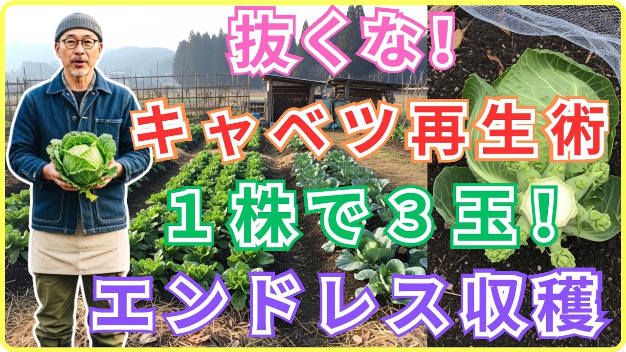 【初心者でも成功】今すぐ手を止めて！キャベツの株、抜いたら損！1株で3玉採れる「エンドレス栽培」の極意を公開。【そのまま何度も再生して採れる】【無限キャベツ】