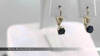 14K Yellow Gold Womens Leverback Sapphire Earrings