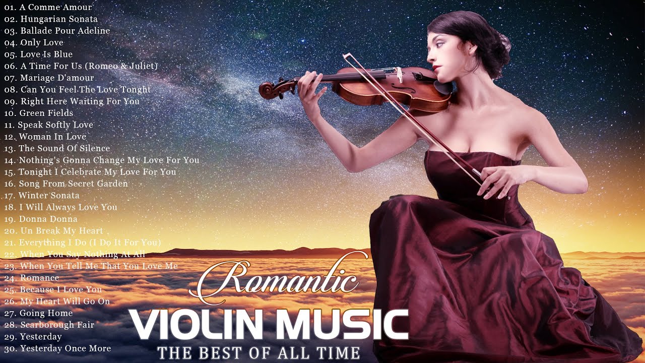Violin love. Romantic Violin. Acoustic Sound Orchestra Romantic Violin.