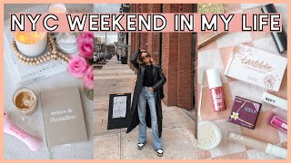 (NYC VLOG) weekend in my life in new york city: makeup routine \& productive healthy lifestyle vlog!