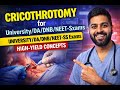Cricothyrotomy for University/DA/DNB/NEET-SS Exams I High-Yield Concepts.