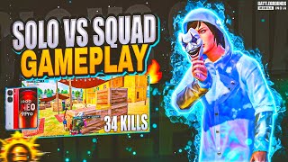 SOLO VS SQUAD ( 34 KILLS ) GAMEPLAY 🔥 IQOO NEO 9 PRO 5 FINGER PUBG / BGMI GAMEPLAY 2024⚡