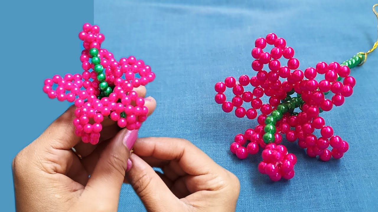How To Make Beaded Hibiscus Flower | DIY Beads China Rose | Pearl Beaded Craft |Home Decoration idea