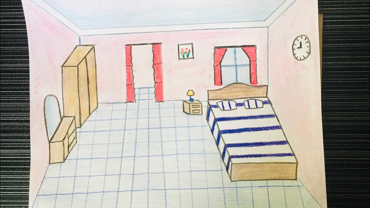 How To Draw A Bedroom Step By Step Youtube