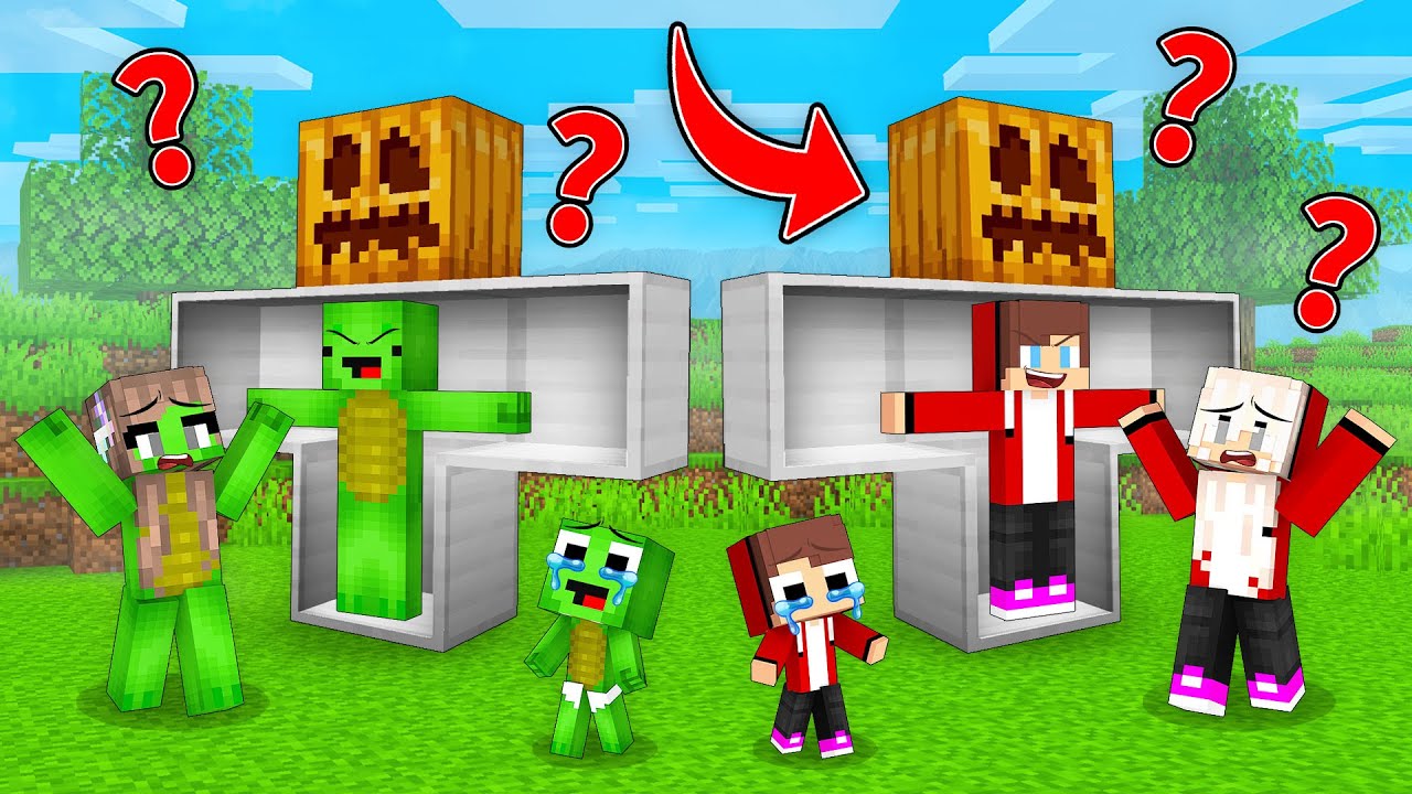 JJ and Mikey Hide Inside Golem To Prank Families in Minecraft (Maizen)